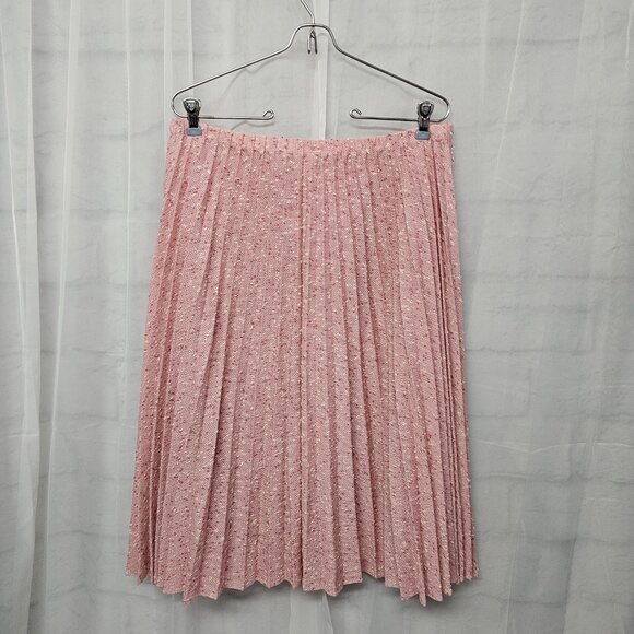 Vintage Leslie Fay Skirt Pleated Pink Twee Coquette Retro L - Picture 4 of 9